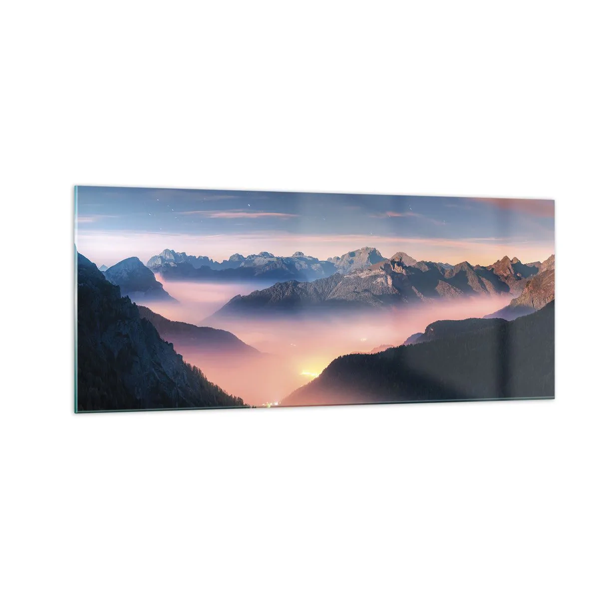 Impression sur verre - Image sur verre - Lumière dans les vallées - 100x40 cm