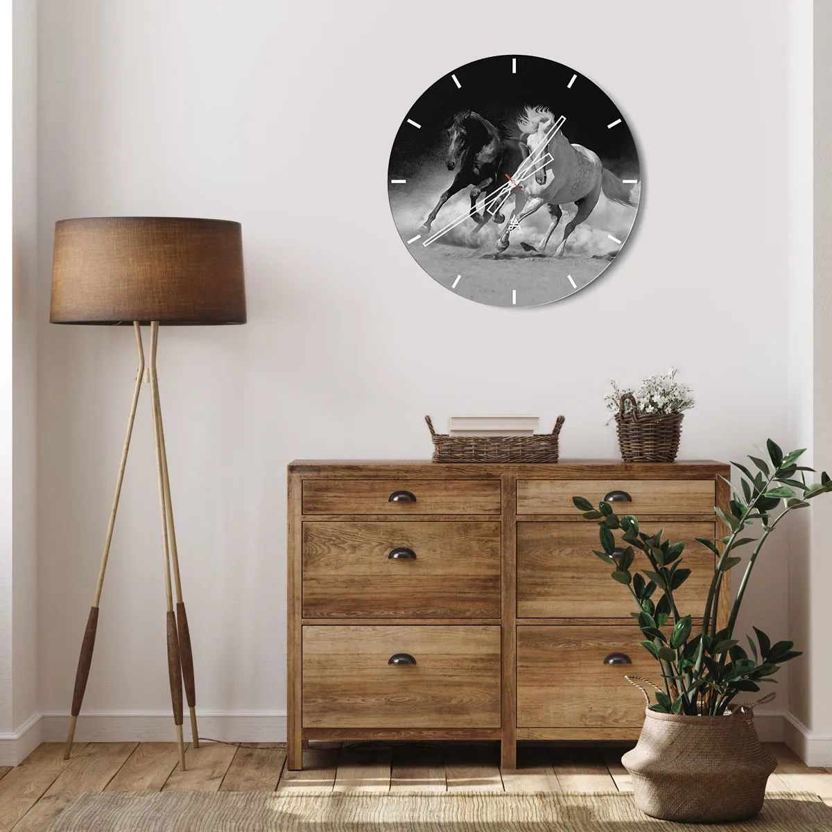 Horloge murale - Pendule murale - Galop de la liberté - 30x30 cm