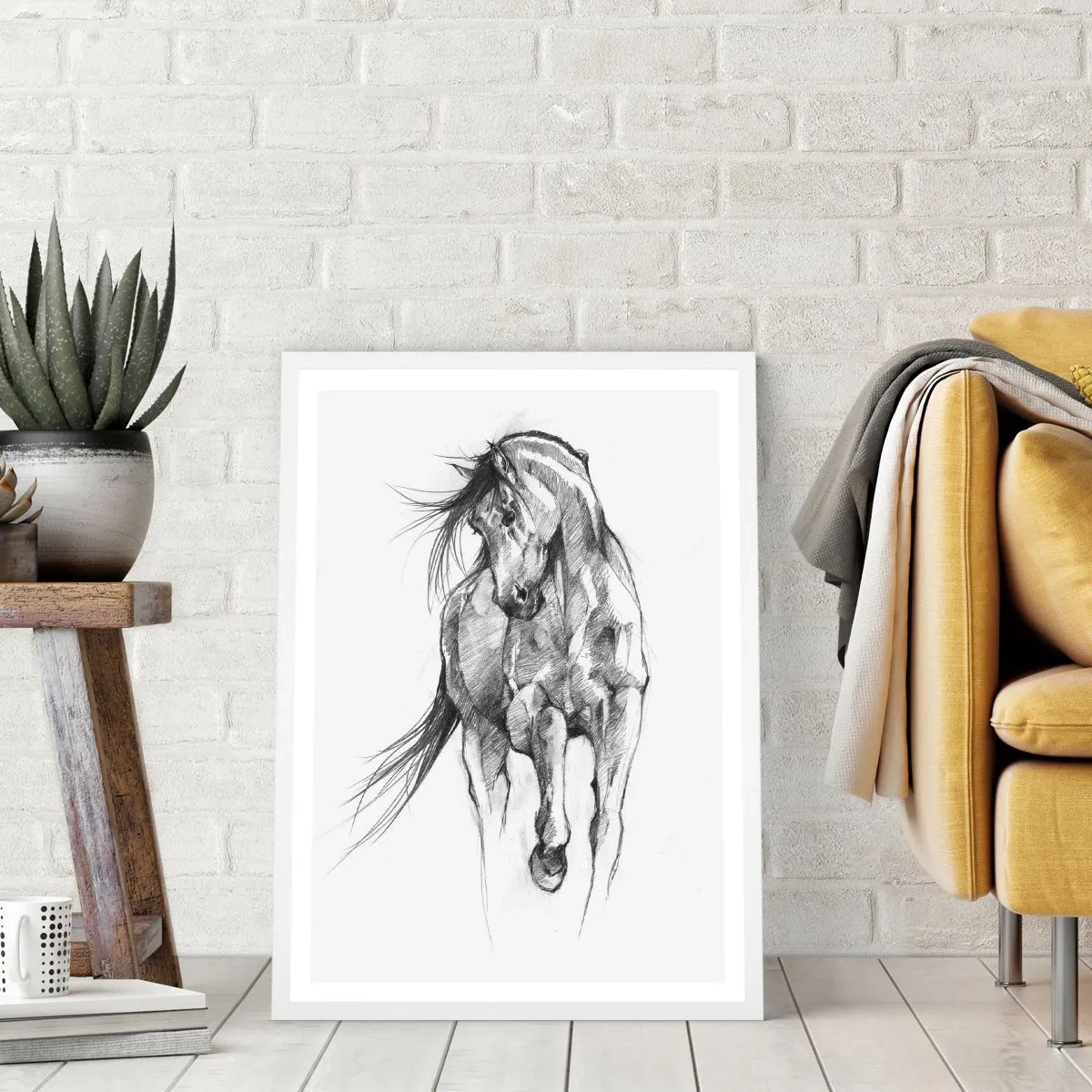 Affiche dans un cadre blanc - Poster - D'un trot gracieux - 70x100 cm