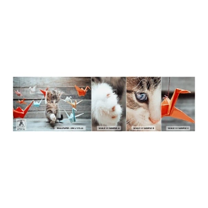 Échantillon De Papier Peint Standard Eco - Première leçon - Animaux, Chat, Origami - 100x30 cm