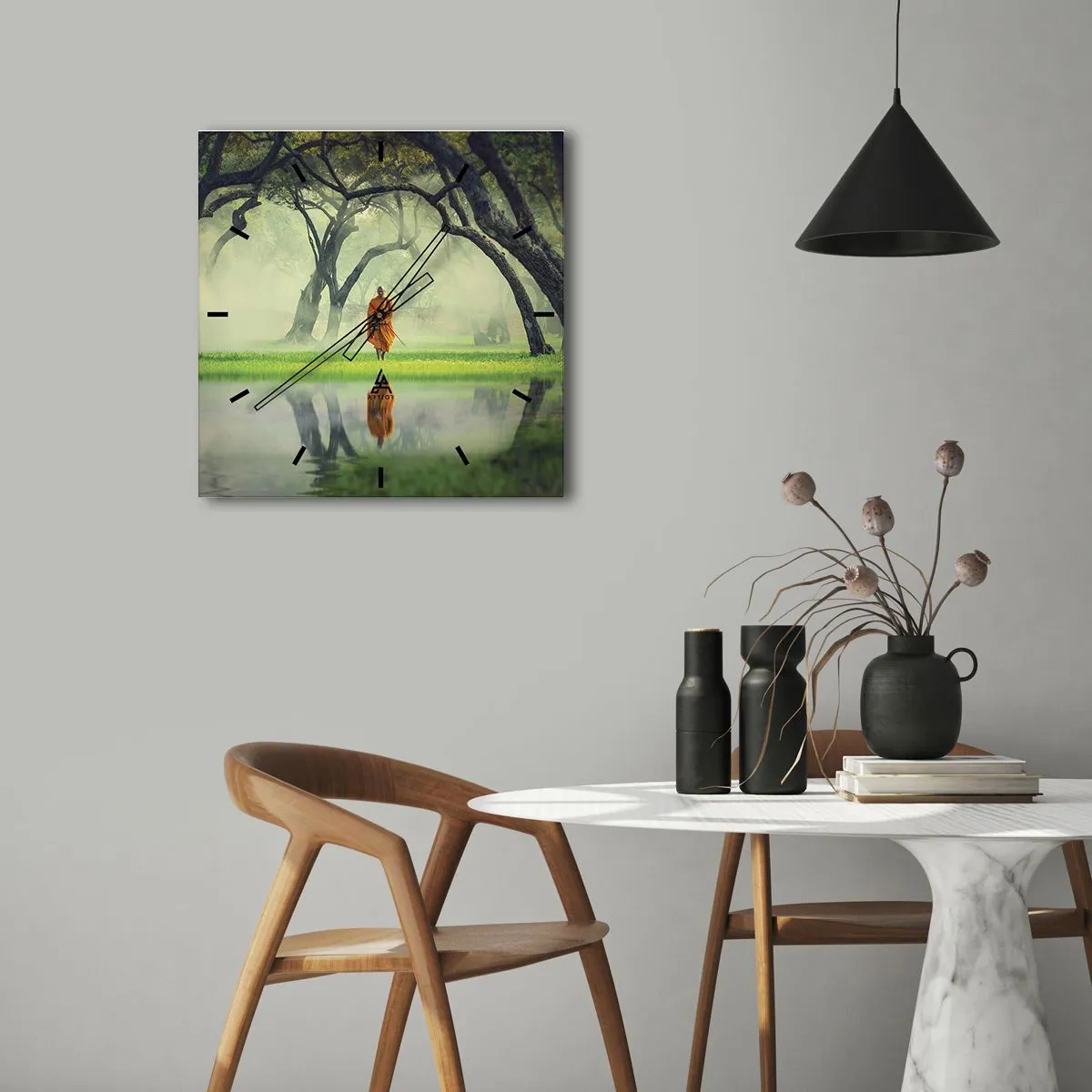 Horloge murale - Pendule murale - En route vers l'illumination - 40x40 cm