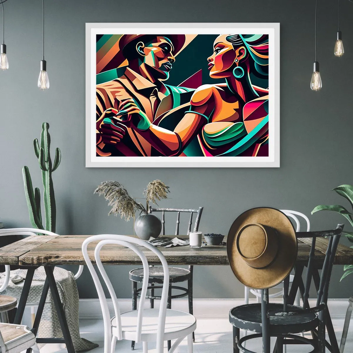 Affiche dans un cadre blanc - Poster - Au rythme du coeur - 70x50 cm