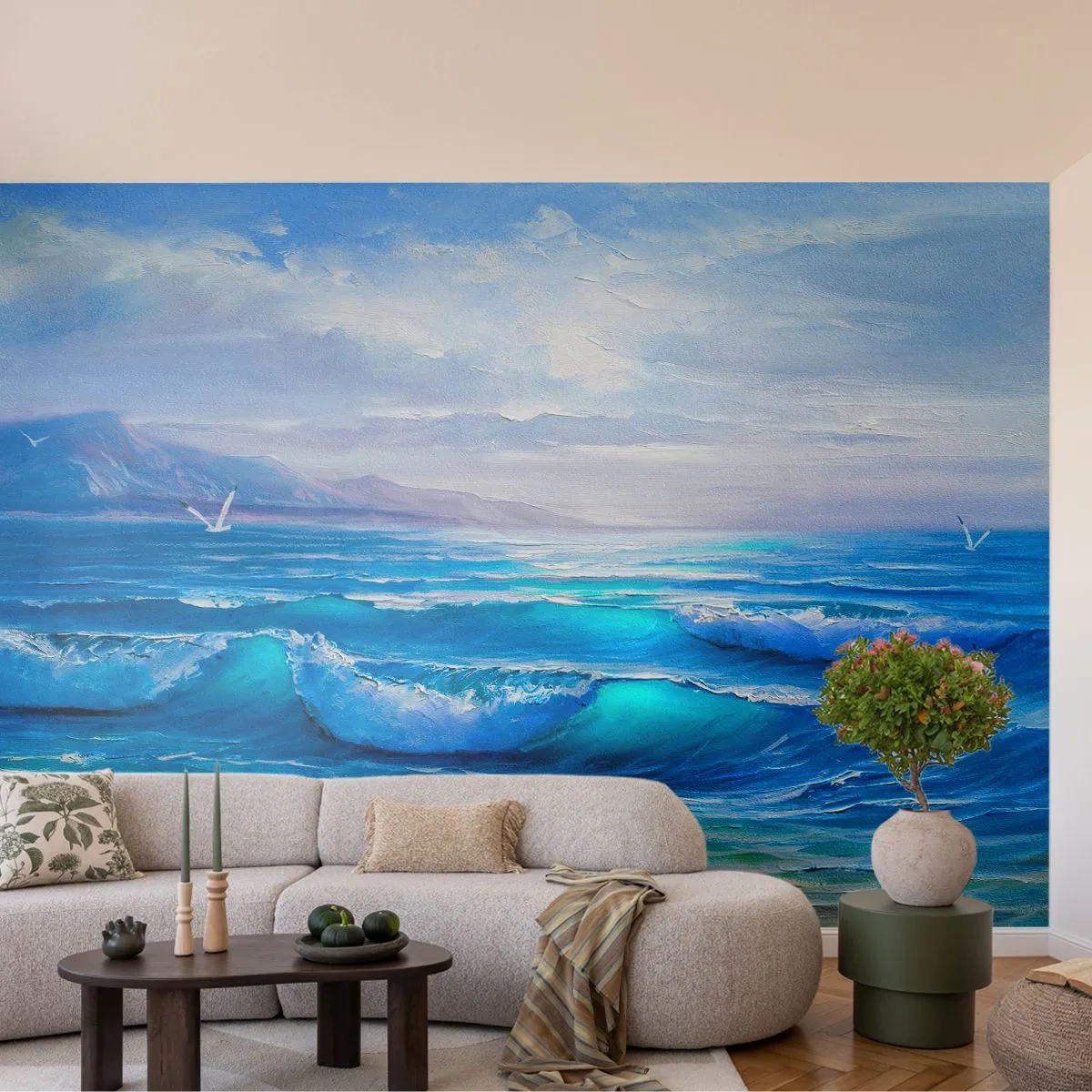 Papier Peint Photo Premium Canvas - Il apporte un soulagement - Abstraction, Mer, Graphique - 300x210 cm