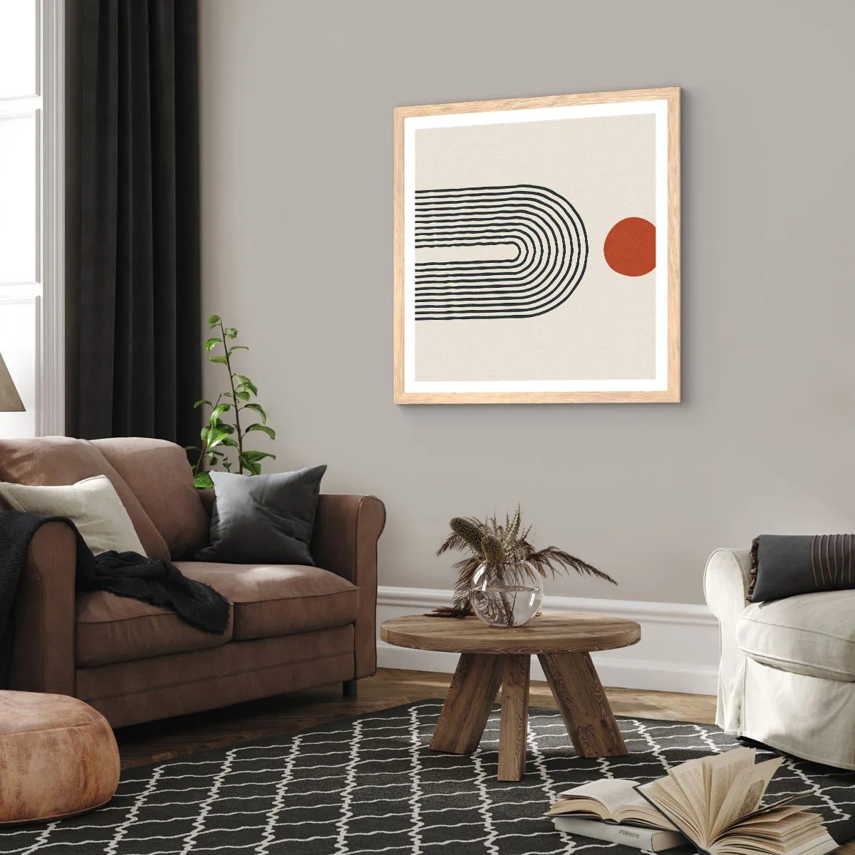 Affiche dans un chêne clair - Poster - Le magnétisme des formes et des couleurs - 50x50 cm