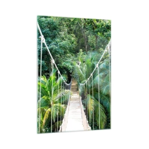 Impression sur verre - Image sur verre - Pont suspendu dans une forêt tropicale - 50x70cm - Welcome to the jungle! - Décoration murale moderne pour le salon et la chambre ARTTOR