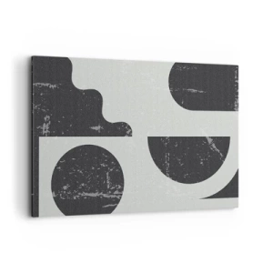 Impression sur toile - Image sur toile - Motifs géométriques dans les tons de noir et de gris - 120x80cm - Composition dessus et dessous - Décoration murale moderne pour le salon et la chambre ARTTOR