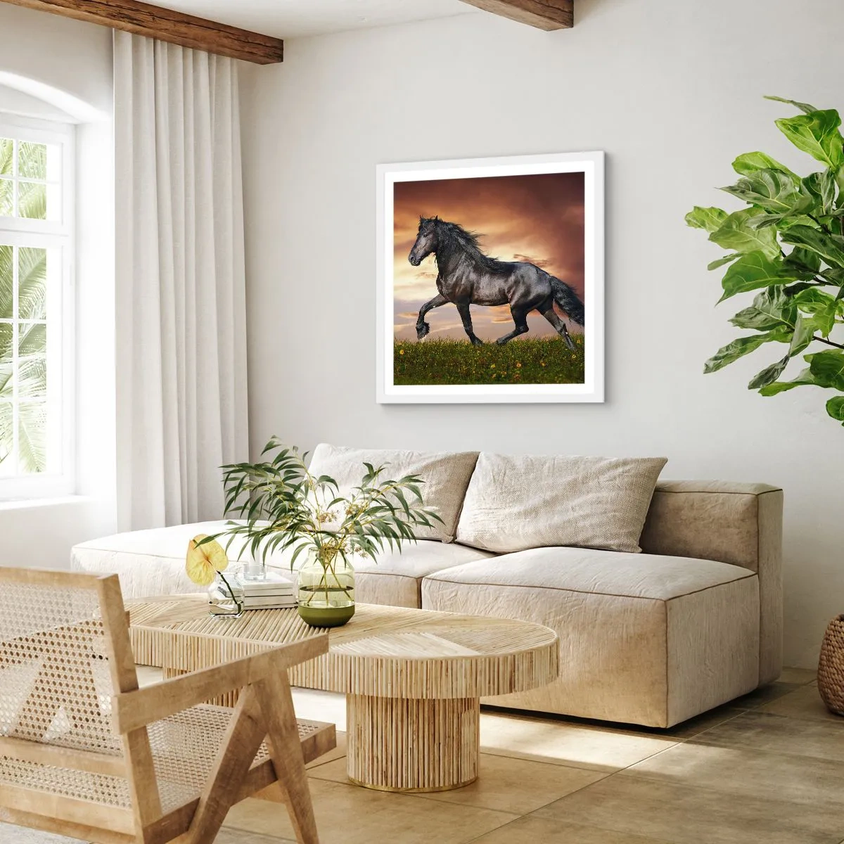 Affiche dans un cadre blanc - Poster - Livres noirs - 60x60 cm