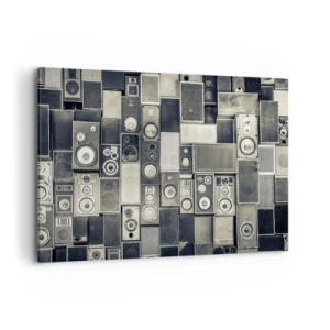 Impression sur toile - Image sur toile - Collection d'enceintes de style rétro - 120x80cm - Tout va bien - Décoration murale moderne pour le salon et la chambre ARTTOR