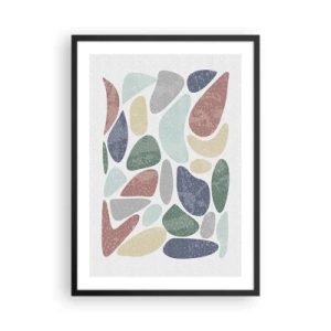 Affiche dans un cadre noir - Poster - Pierres abstraites aux tons pastel - 50x70cm - Une mosaïque de couleurs poudrées - Décoration murale moderne pour le salon et la chambre ARTTOR
