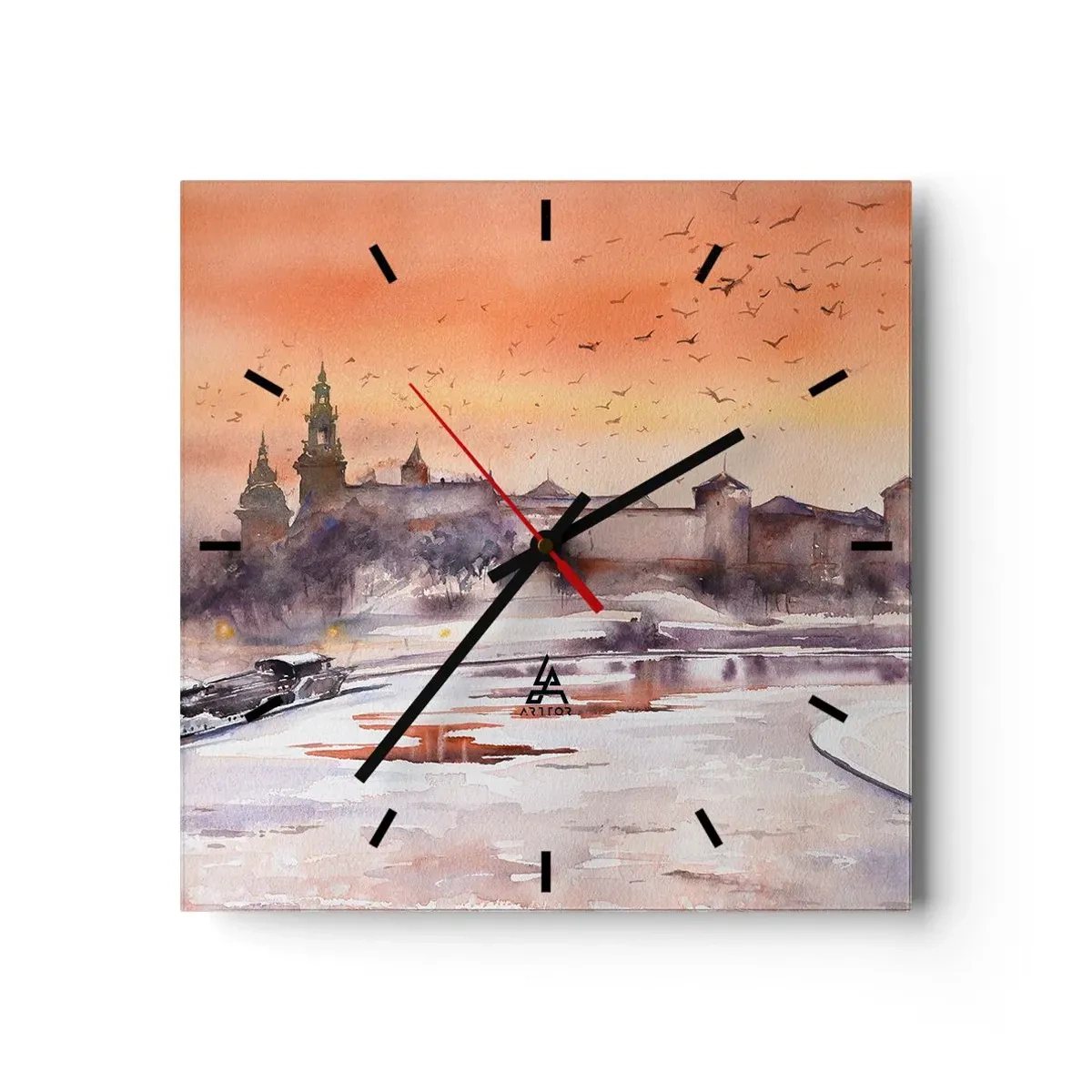 Horloge murale - Pendule murale - Coucher de soleil royal - 40x40 cm