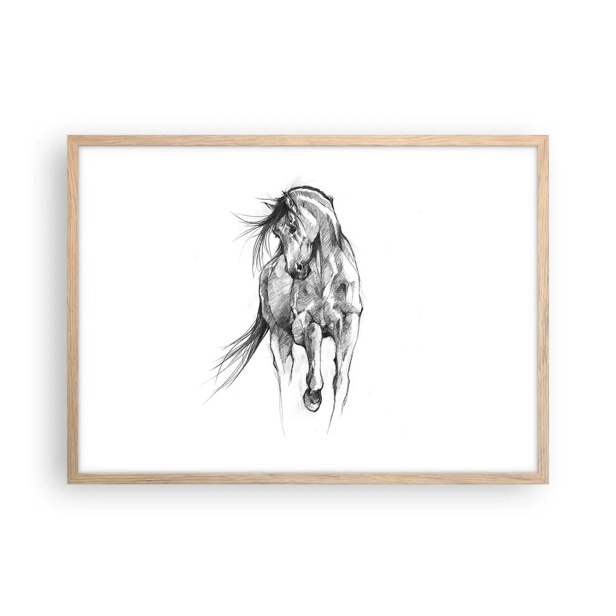 Affiche dans un chêne clair - Poster - D'un trot gracieux - 70x50 cm