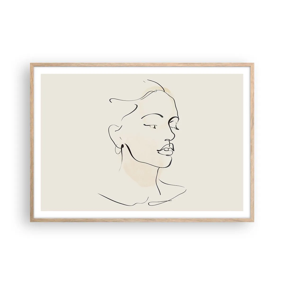 Affiche dans un chêne clair - Poster - Une ligne certaine - 100x70 cm