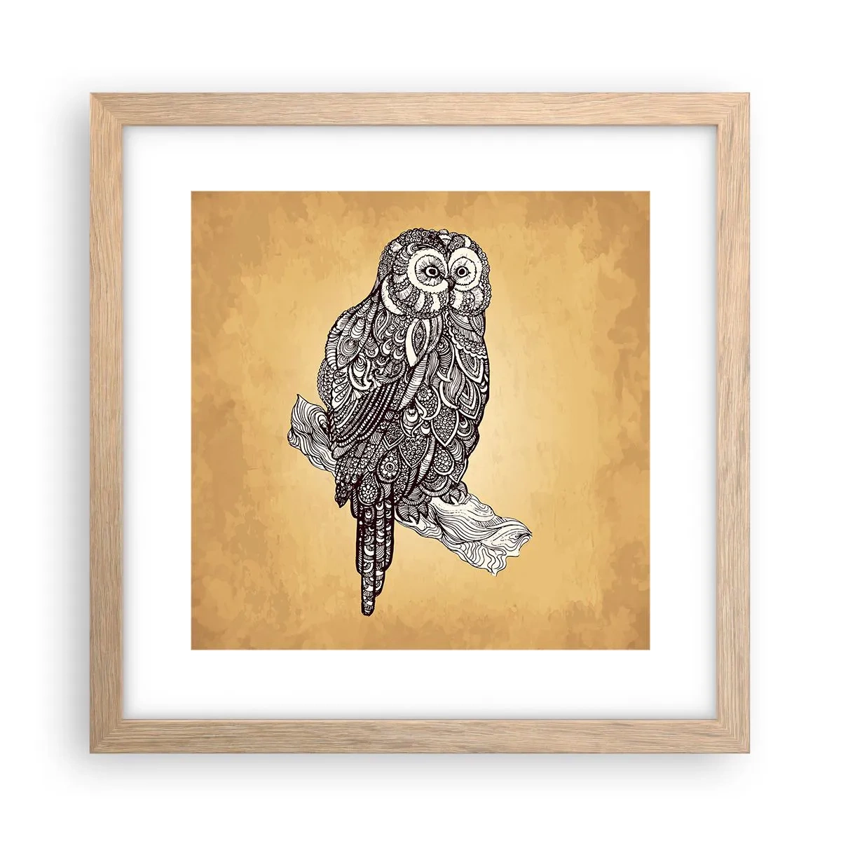 Affiche dans un chêne clair - Poster - Ornements complexes de sagesse - 30x30 cm