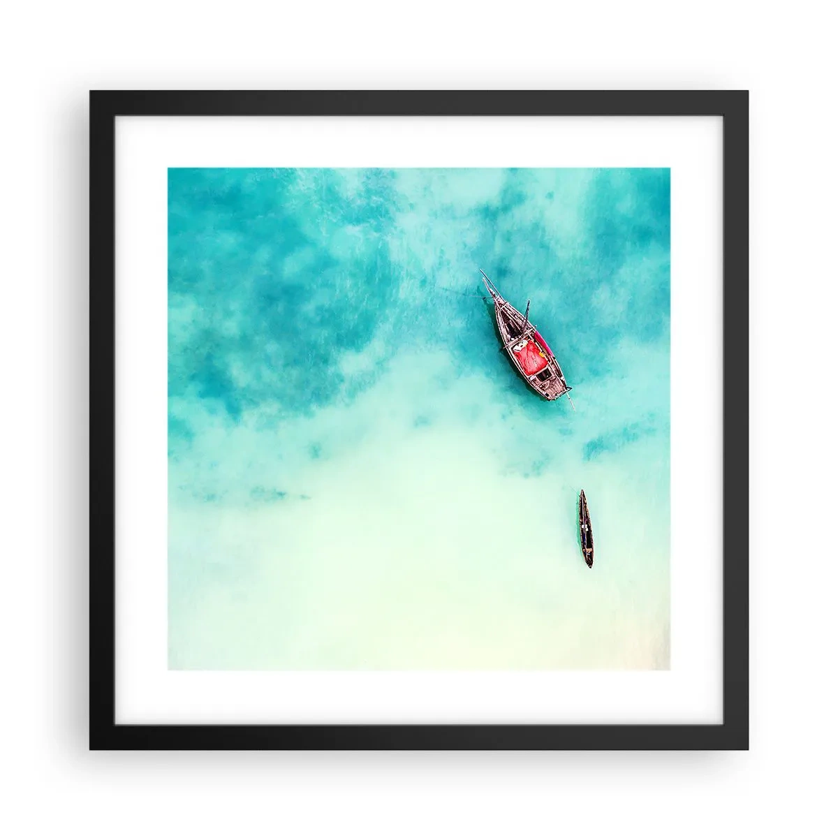 Affiche dans un cadre noir - Poster - Car sur les plages de Zanzibar, quand il y a un débordement d'eau... - 40x40 cm