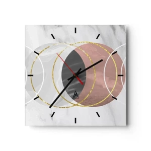 Horloge murale - Pendule murale - Composition géométrique abstraite avec des cercles et des détails métalliques - 30x30cm - Musique des sphères - Décoration murale moderne pour le salon et la chambre ARTTOR