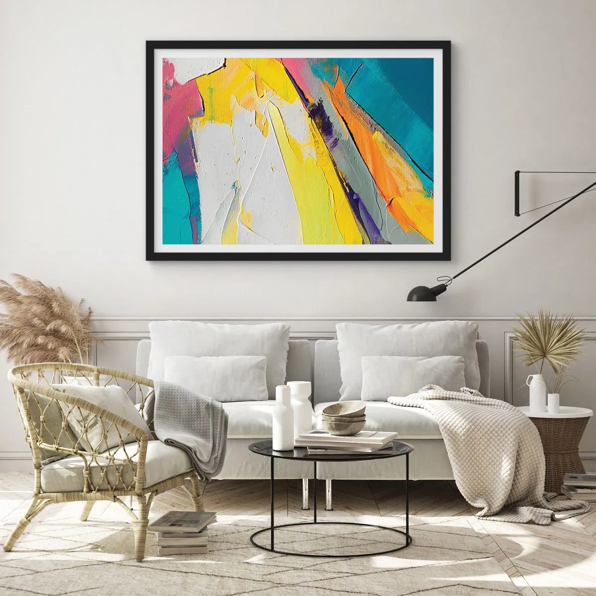 Affiche dans un cadre noir - Poster - Une composition abstraite aux couleurs intenses - 70x50cm - Anatomie du monde - Décoration murale moderne pour le salon et la chambre ARTTOR