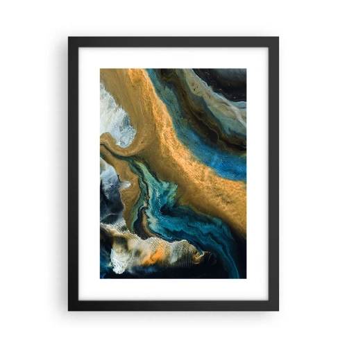Affiche dans un cadre noir - Poster - Bleu - jaune - influences mutuelles - 30x40 cm