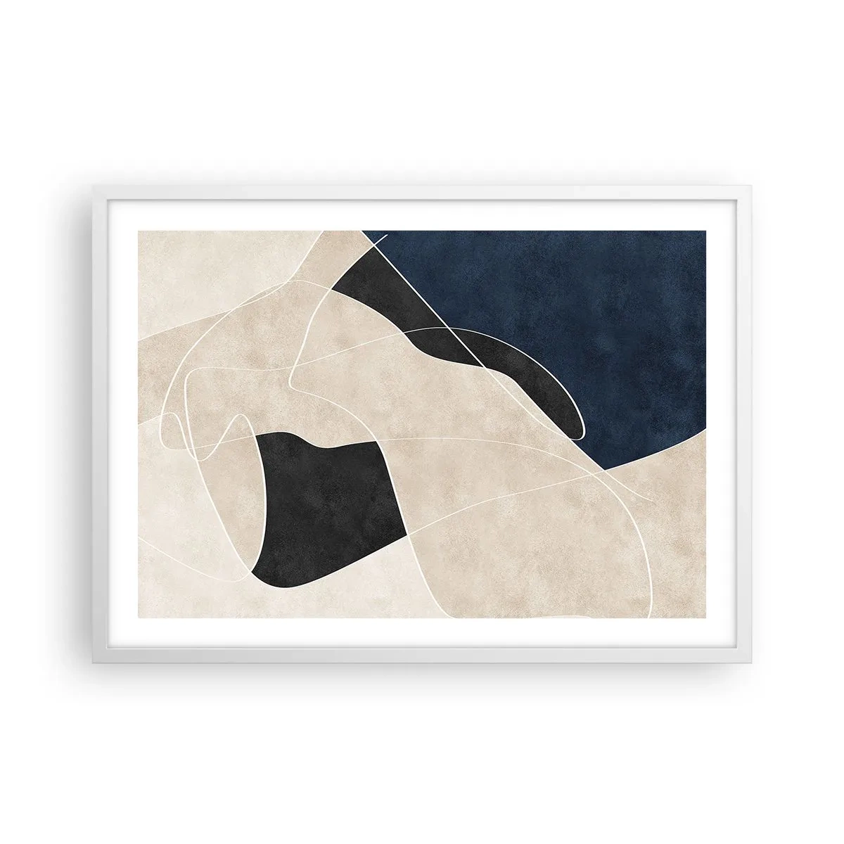 Affiche dans un cadre blanc - Poster - Composition abstraite - contraste de couleurs - 70x50 cm