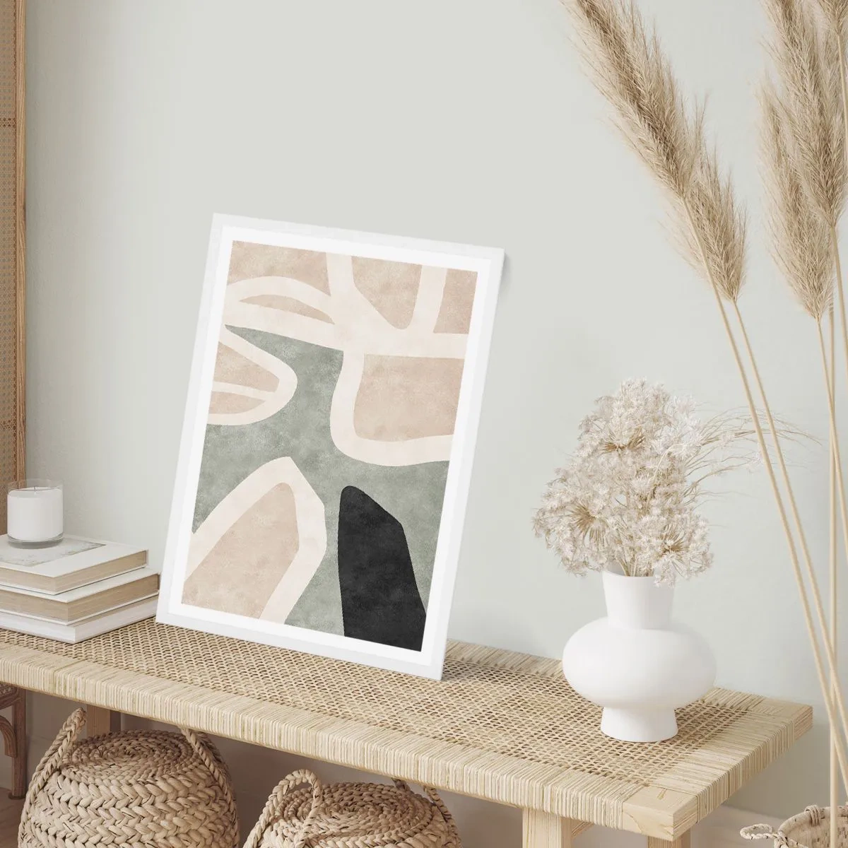 Affiche dans un cadre blanc - Poster - Composition pour motif noir - 70x100 cm