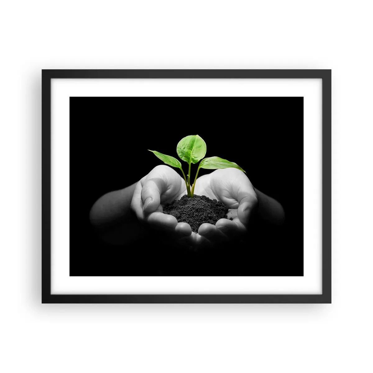Affiche dans un cadre noir - Poster - J'aime la nature, je la protège - 50x40 cm