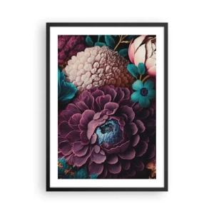 Affiche dans un cadre noir - Poster - Une composition florale aux nuances profondes - 50x70cm - La nature en abondance - Décoration murale moderne pour le salon et la chambre ARTTOR