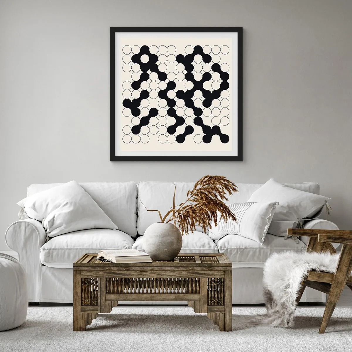 Affiche dans un cadre noir - Poster - Jeu chinois – variation - 60x60 cm