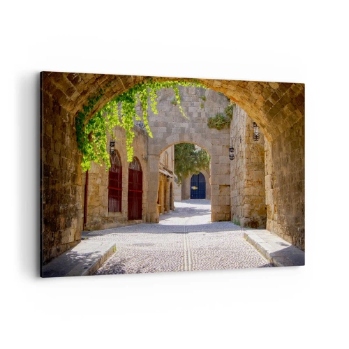 Impression sur toile - Image sur toile - Arches en pierre et rues pavées de style médiéval - 120x80cm - Le cortège apparaîtra bientôt - Décoration murale moderne pour le salon et la chambre ARTTOR