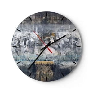 Horloge murale - Pendule murale - Composition abstraite dans des tons froids avec des textures - 30x30cm - Comme sur la glace, comme après décembre - Décoration murale moderne pour le salon, la cuisine et la chambre ARTTOR