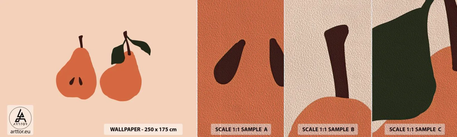 Échantillon de Papier Peint Premium Sand - La douceur elle-même - Poire, Fruit, Minimaliste - 100x30 cm