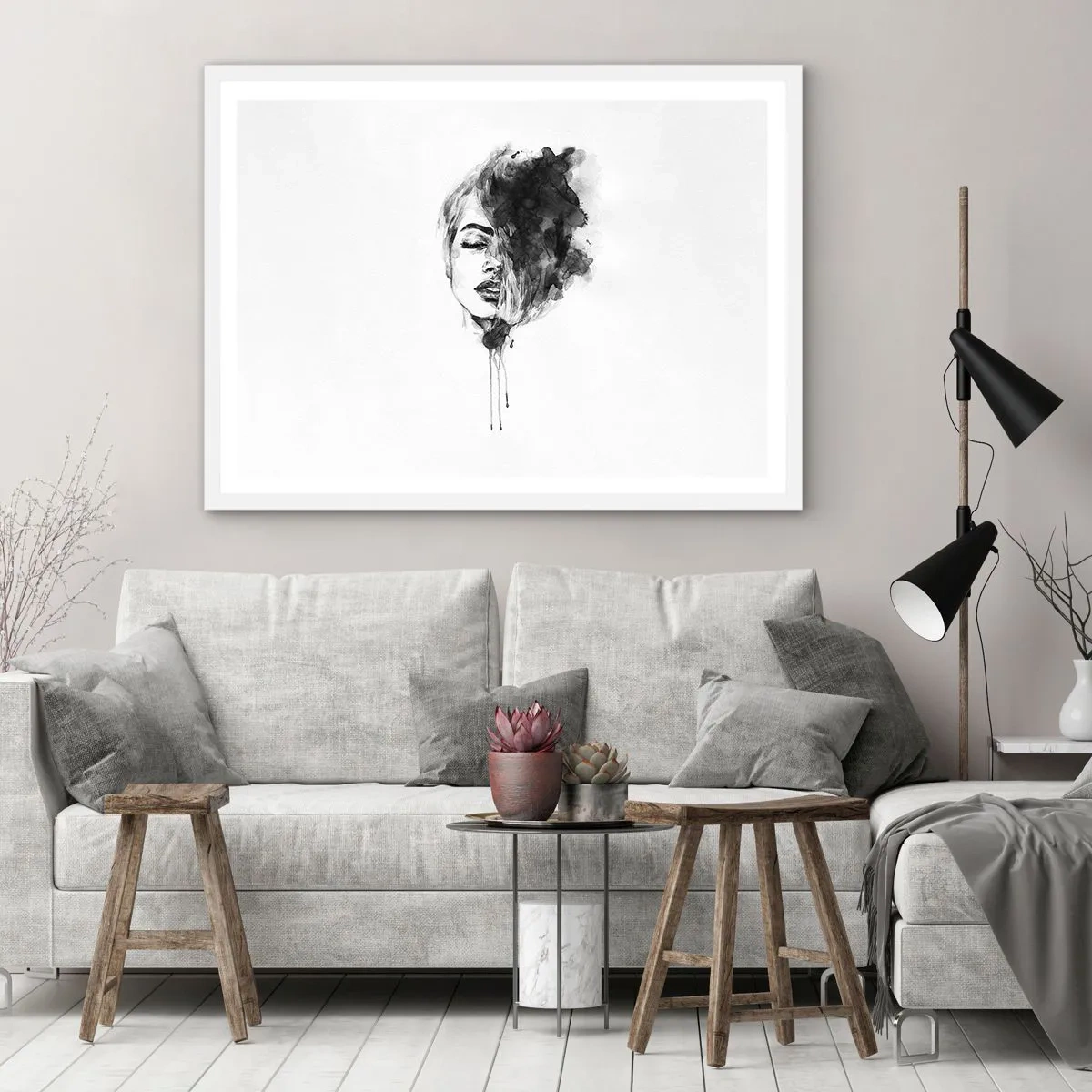 Affiche dans un cadre blanc - Poster - De quoi rêve la fille - 50x40 cm