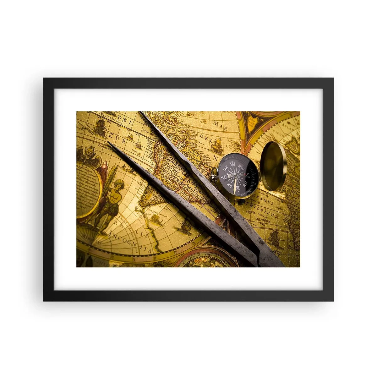 Affiche dans un cadre noir - Poster - Où sont ces trésors? - 40x30 cm