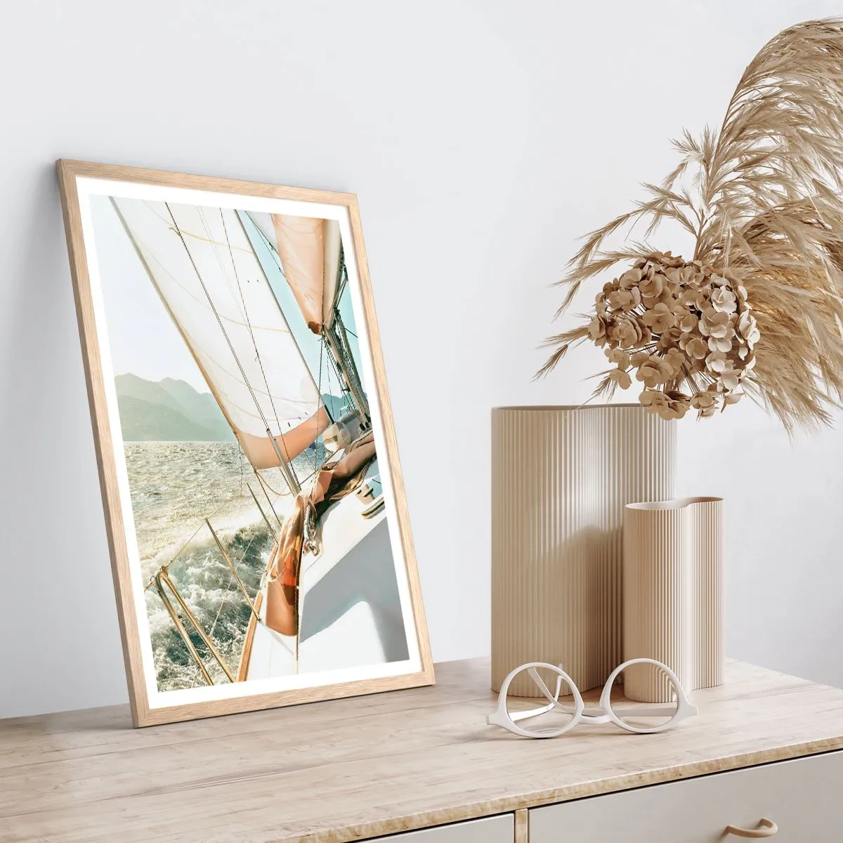 Affiche dans un chêne clair - Poster - Toutes voiles dehors - 61x91 cm