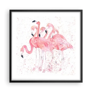 Affiche dans un cadre noir - Poster - Ensemble rose - 50x50 cm