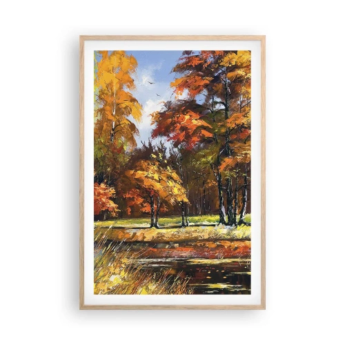 Affiche dans un chêne clair - Poster - Paysage en or et bronze - 61x91 cm