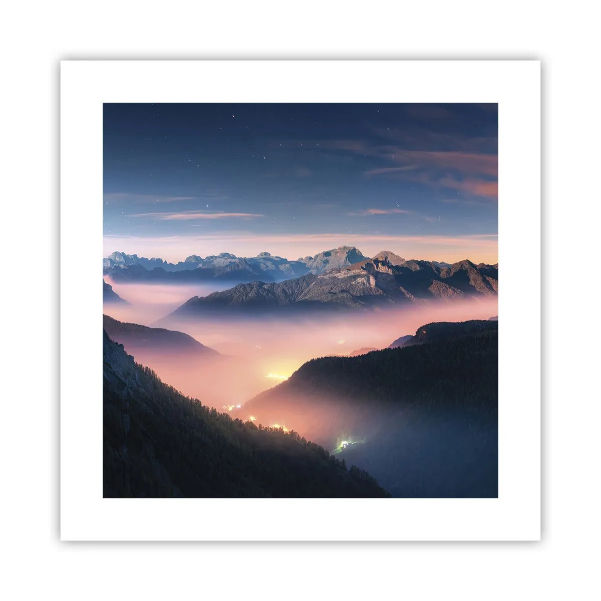 Affiche - Poster - Lumière dans les vallées - 40x40 cm