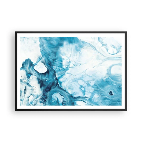 Affiche dans un cadre noir - Poster - Motif abstrait dans les tons de bleu - 100x70cm - Concert de bleu - Décoration murale moderne pour le salon et la chambre ARTTOR