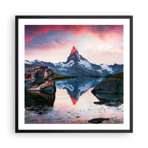 Affiche dans un cadre noir - Poster - Le coeur des montagnes est chaud - 60x60 cm