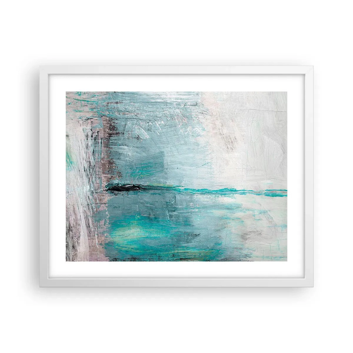 Affiche dans un cadre blanc - Poster - Horizontalement en bleu - 50x40 cm