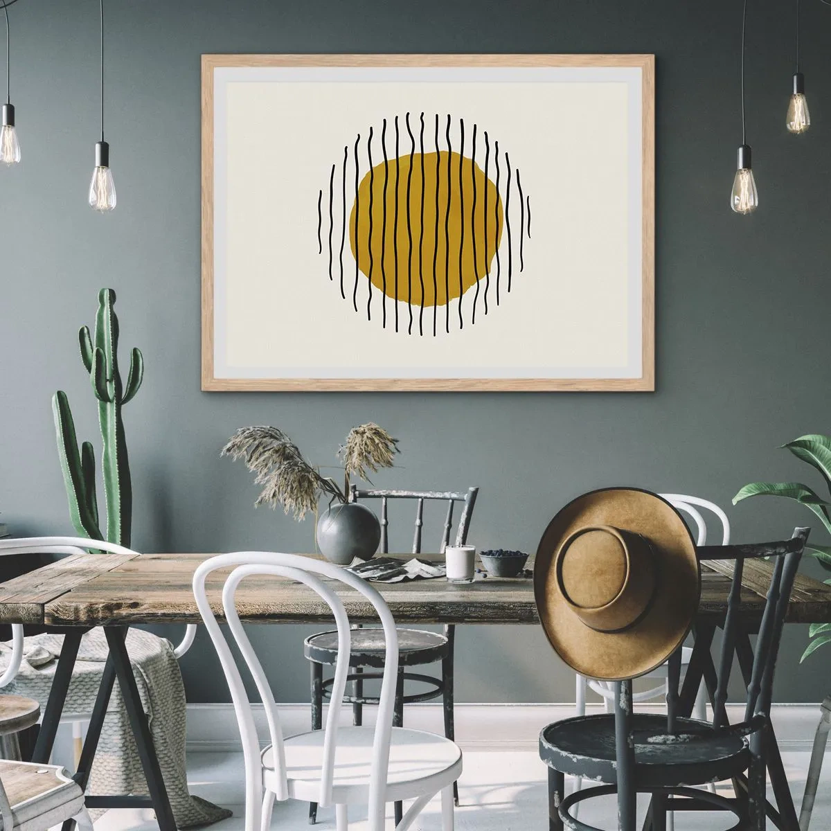 Affiche dans un chêne clair - Poster - Abstraction tremblante de chaleur - 100x70 cm