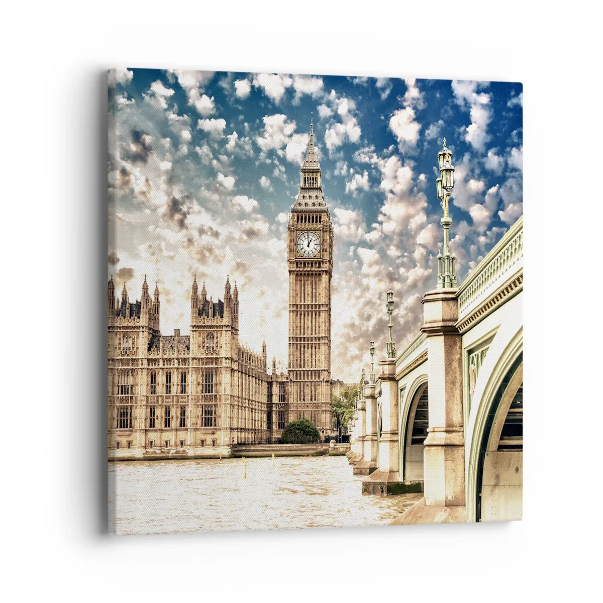 Impression sur toile - Image sur toile - Nuages de plumes au-dessus de la Tamise - 40x40 cm