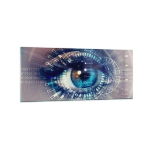 Impression sur verre - Image sur verre - Un œil technologique avec une interface futuriste - 120x50cm - Tu penses que tu me connais - Décoration murale moderne pour le salon et la chambre ARTTOR