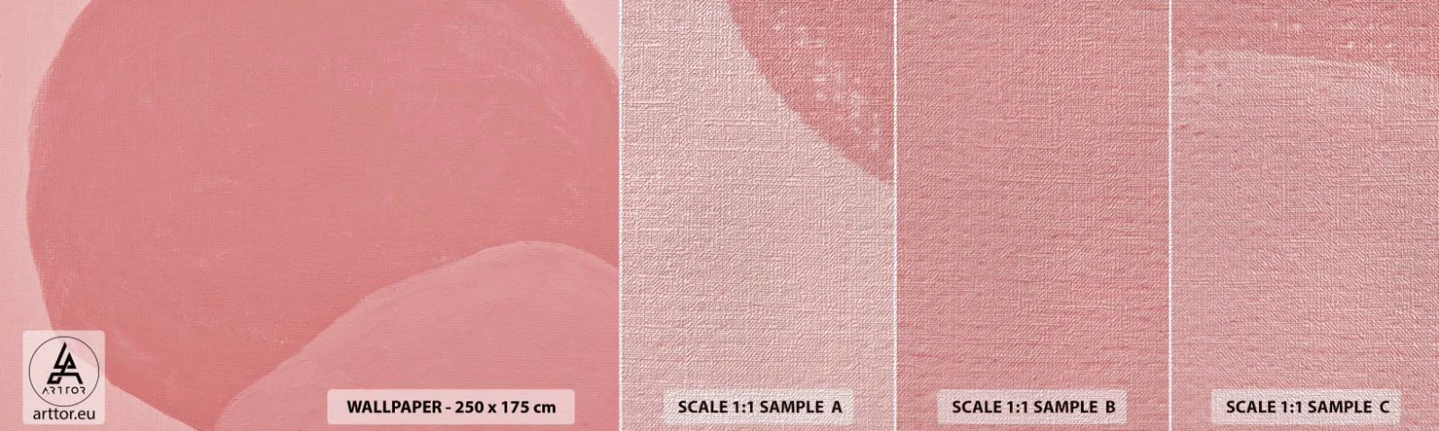 Échantillon de Papier Peint Premium Canvas - Composition organique en rose - Pastel, Formes, Minimaliste - 100x30 cm