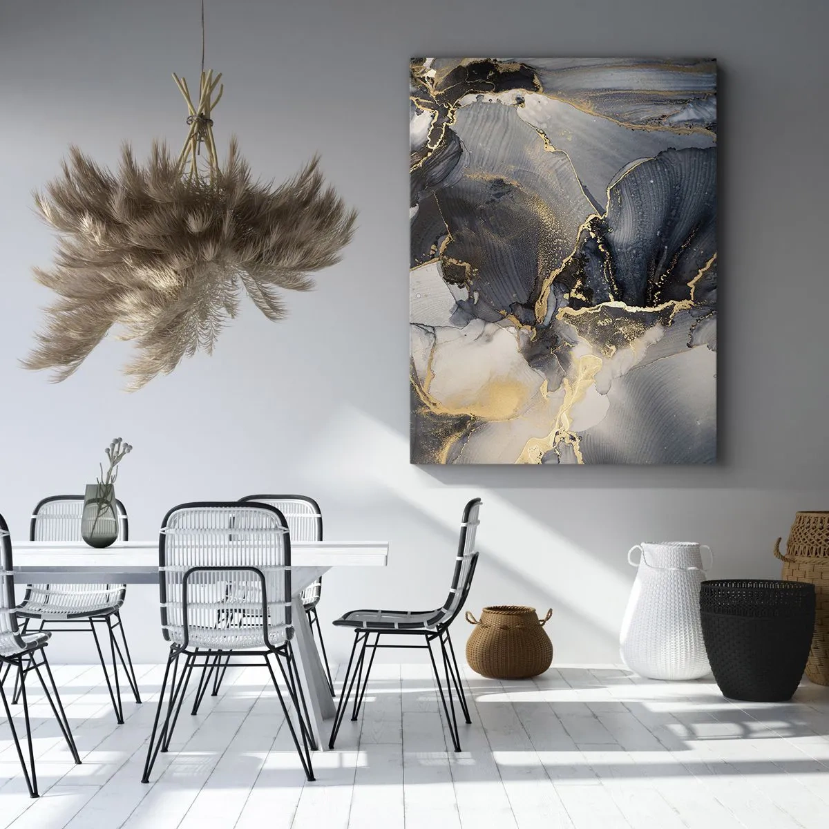 Impression sur toile - Image sur toile - Abstrait or et gris sur toile - 80x120cm - La vie de la pierre - Décoration murale moderne pour le salon et la chambre ARTTOR