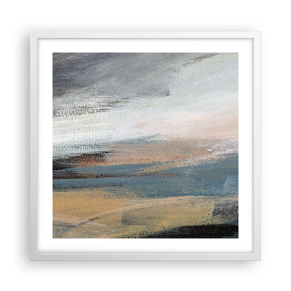 Affiche dans un cadre blanc - Poster - Abstraction : paysage nordique - 50x50 cm