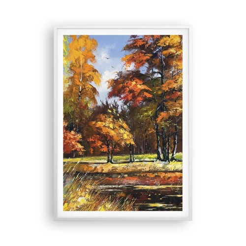 Affiche dans un cadre blanc - Poster - Paysage en or et bronze - 70x100 cm