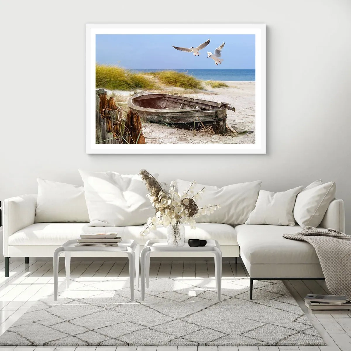 Affiche dans un cadre blanc - Poster - Bain de vent - 50x40 cm