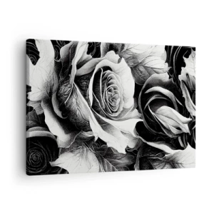 Impression sur toile - Image sur toile - Roses noires et blanches dans une composition élégante - 70x50cm - Toujours une reine - Décoration murale moderne pour le salon et la chambre ARTTOR