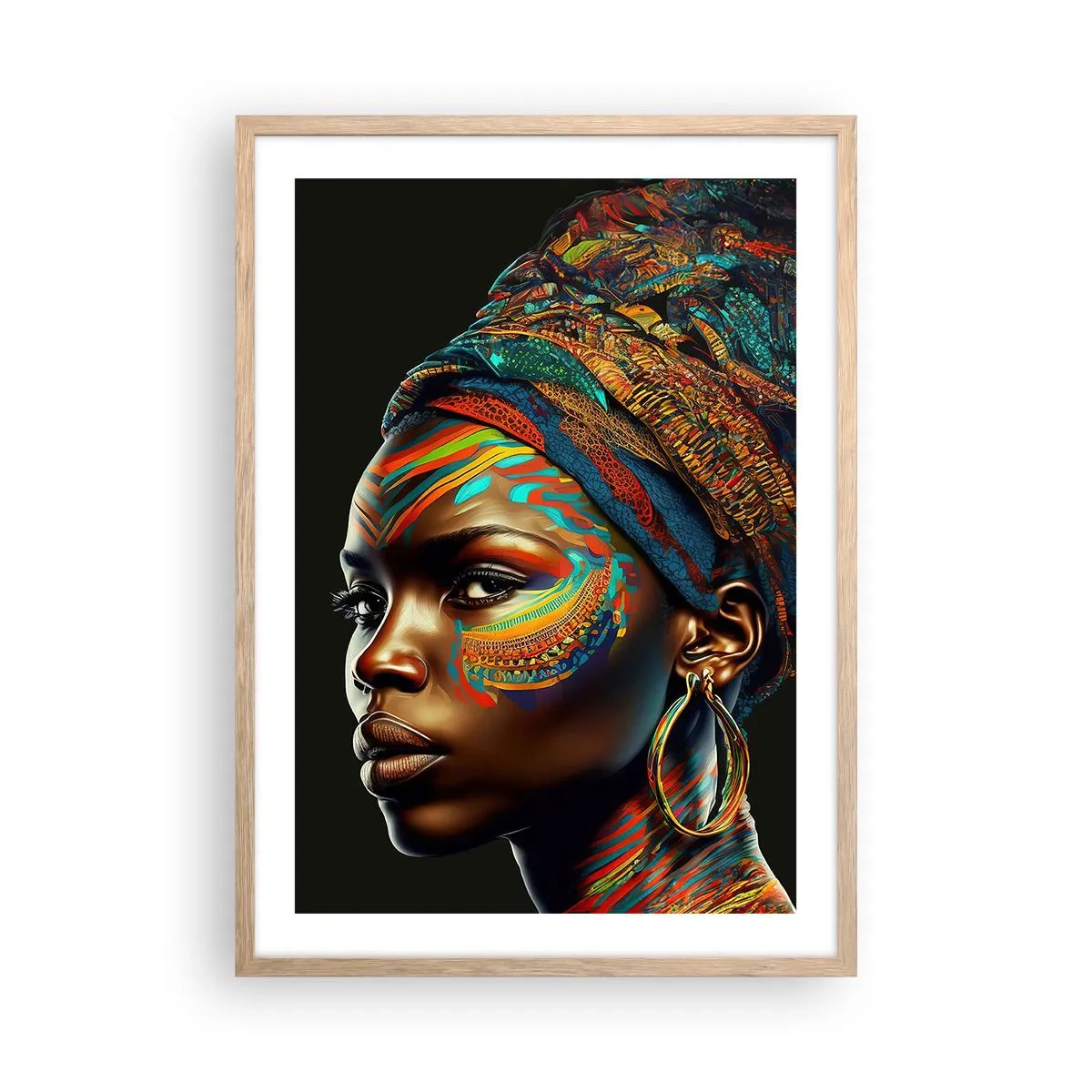 Affiche dans un chêne clair - Poster - reine africaine - 50x70 cm