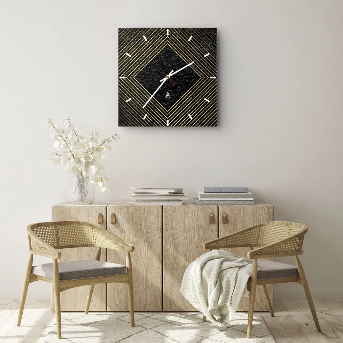 Horloge murale - Pendule murale - Géométrie dans un style glamour - 40x40 cm