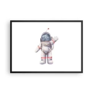 Affiche dans un cadre noir - Poster - Astronaute de style aquarelle sur fond blanc - 70x50cm - C'est tout pour le moment! - Décoration murale moderne pour le salon et la chambre ARTTOR